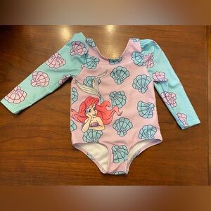 Disney Princess Girls Little Mermaid Long Sleeve SwimSuit Size 12 months